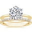 18K Yellow Gold Six-Prong Petite Comfort Fit Ring with Adela Diamond Ring