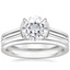 18KW Moissanite Jade Trau Alure Solitaire Ring with Sorella Double Wedding Ring, smalltop view