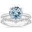 18KW Aquamarine Freesia Ring with Curved Versailles Diamond Ring, smalltop view