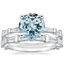18KW Aquamarine Memoir Baguette Diamond Bridal Set, smalltop view