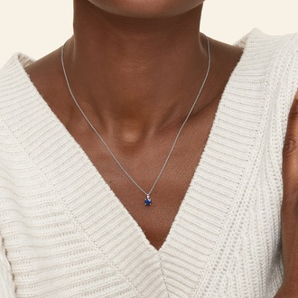 Four-Prong Blue Sapphire Necklace