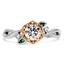 Custom Two-Tone Floral Diamond Ring with Emerald Accents