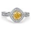 Custom Vintage Inspired Fancy Yellow Diamond Halo Ring