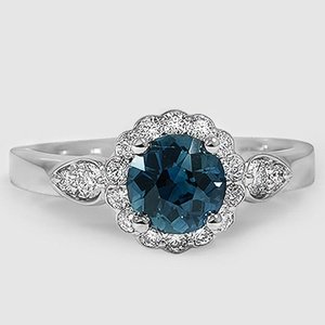 Sapphire Camillia Diamond Ring in 14K Rose Gold