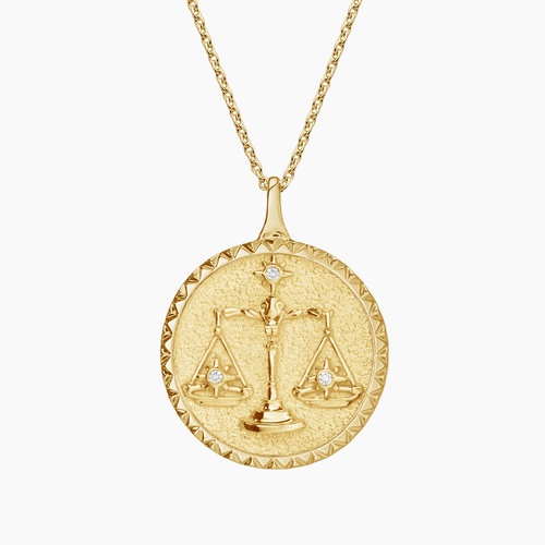 14K Yellow Gold Diamond Accented Libra Zodiac Necklace | Libra | Brilliant  Earth