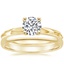 18K Yellow Gold Piedra Ring with 2mm Slim Profile Wedding Ring