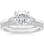 18KW Moissanite Perfect Fit Three Stone Pear Diamond Ring with Luxe Ballad Diamond Ring, smalltop view
