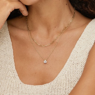 Floating Solitaire Lab Grown Diamond Pendant Necklace