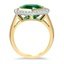 Mixed Metal Hexagonal Emerald Halo Ring, smallside view
