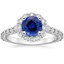 Sapphire Lotus Flower Diamond Ring with Side Stones (3/4 ct. tw.) in 18K White Gold