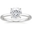 18KW Moissanite Petite Quattro Solitaire Ring, smalltop view
