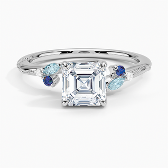Lab Alexandrite and Aquamarine Accented Engagement Ring