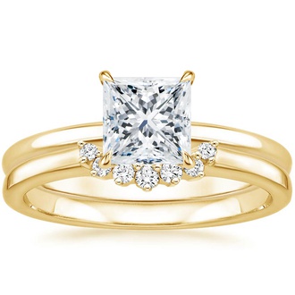 18K Yellow Gold Elodie Ring with Crescent Diamond Ring