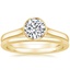 18K Yellow Gold Luna Ring with Petite Comfort Fit Wedding Ring