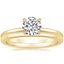 18K Yellow Gold Flower Petal Diamond Ring with Petite Comfort Fit Wedding Ring