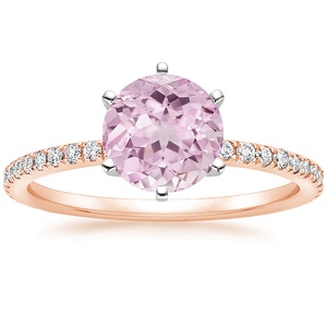 Lab Created Sapphire Six-Prong Luxe Ballad Diamond Ring in 14K Rose Gold