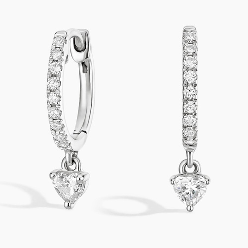 Silver Heart Shaped Lab Diamond Hoop Earrings (1/3 ct. tw