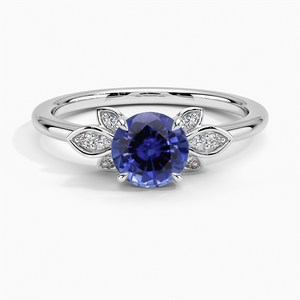 Sapphire Fiorella Diamond Ring in 18K White Gold