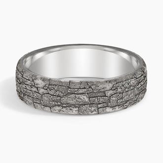 Stone Wall Textured Unique Men's Wedding Ring