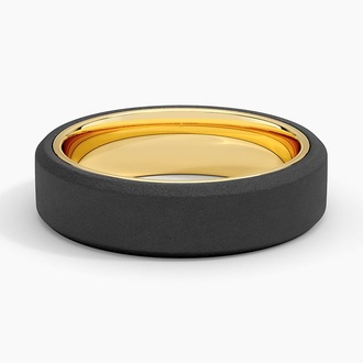 Jett Black 6mm Wedding Ring in 18K Yellow Gold