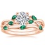 14K Rose Gold Willow Bridal Set With Lab Emerald Accents