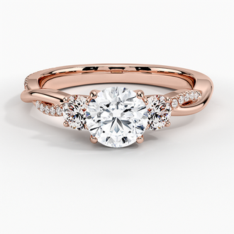 14K Rose Gold Three Stone Petite Twisted Vine Diamond Ring (2/5 ct. tw.)