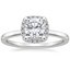 18K White Gold French Halo Diamond Ring, smalltop view