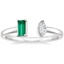 Tess Emerald and Diamond Open Ring in 18K White Gold