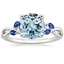 Aquamarine Willow Ring With Sapphire Accents in 18K White Gold