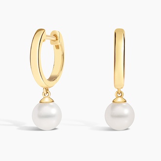 Cultured Pearl Drop Huggie Earrings (5mm) - Brilliant Earth
