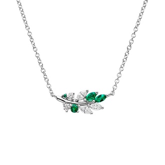 Lab Emerald and Diamond Olive Branch Pendant