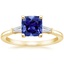 18KY Sapphire Tapered Baguette Three Stone Diamond Ring, smalltop view