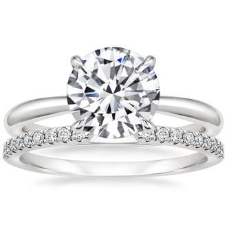 18K White Gold Freesia Ring with Sia Diamond Open Ring