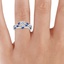 Platinum Willow Contoured Ring With Sapphire Accents, smallzoomed in top view on a hand