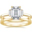 18K Yellow Gold Piper Diamond Ring with Petite Quattro Wedding Ring