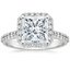 18K White Gold Fancy Halo Diamond Ring with Side Stones (1/3 ct. tw.), smalltop view