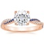 Rose Gold Moissanite Petite Luxe Twisted Vine Sapphire and Diamond Ring (1/8 ct. tw.)