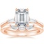 14K Rose Gold Quinn Diamond Ring with Tapered Baguette Diamond Ring