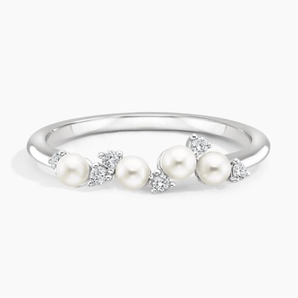 Cove Freshwater Cultured Pearl and Diamond Ring in 18K White Gold