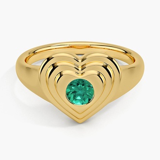 Lab Emerald Heart Signet Ring