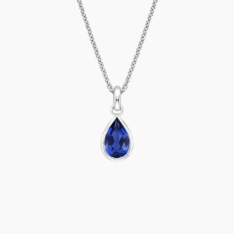 Pear Lab Created Sapphire Bezel Necklace