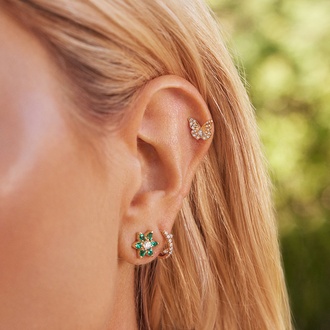 Logan Hollowell Flora Lab Emerald and Diamond Earrings