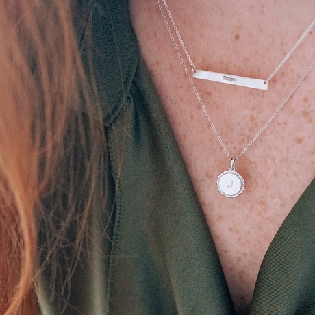 Silver Engravable Horizontal Bar Pendant