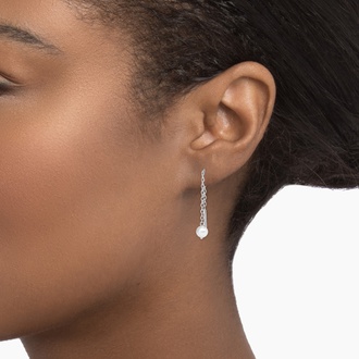 Cultured Pearl Chain Threader Earrings (5mm) - Brilliant Earth