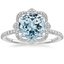 18KW Aquamarine Reina Halo Diamond Ring, smalltop view