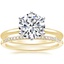 18K Yellow Gold Six-Prong Petite Comfort Fit Ring with Whisper Diamond Ring (1/10 ct. tw.)
