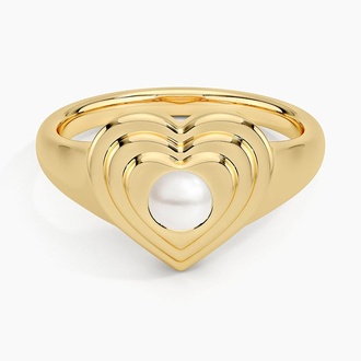 Cultured Pearl Heart Signet Ring