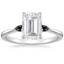 Moissanite Aria Ring with Black Diamond Accents in 18K White Gold