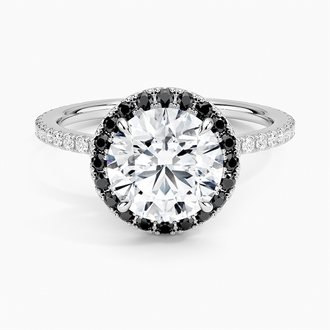 Waverly Halo Diamond Ring with Black Diamond Accents - Brilliant Earth