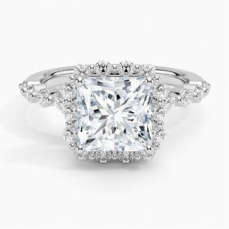 Shared Prong Halo Engagement Ring